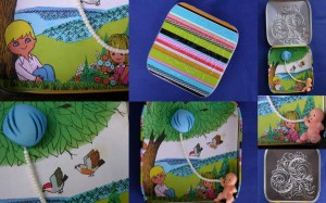 Tin, Paper, Glass Beads, Button, Plastic Doll Diorama (for fun!)