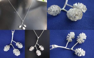 cast sterling silver elder seed cone pendant