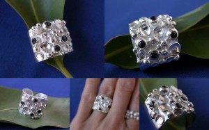 Star Nebula Ring - sterling and deep blue stones