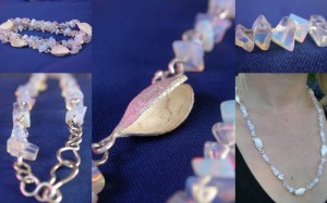 Moonstone and gravillia seedpod necklace