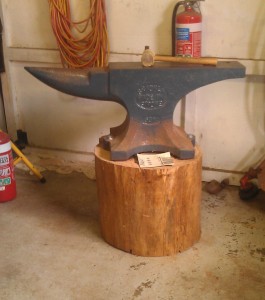 Anvil on it's log stand