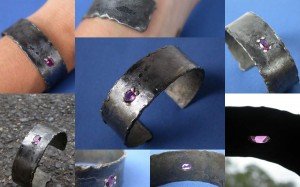 Forged steel and amethyst cuff