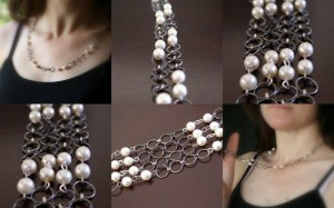 "Not Your Grandmother's Pearls" Collection. Sterling, patina, freshwater pearls