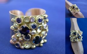 Oh i LOVED doing this commission!  All the gold and stones - diamonds and sapphires - were from old jewellery of my client.  I removed the stones, melted down the gold and remade it all in to a new treasure.