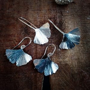 Sterling ginkgo leaves.  All carefully etched an curved like leaves in the wind