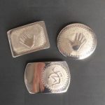 Buckles, Two with Hand motif and the other an Ember Sprite, dancing. All sterling silver 925