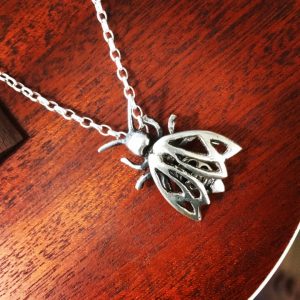 Bee pendant, Sand-cast silver