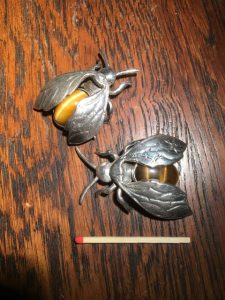 Two sand-cast silver brooches with Tiger-Eye.