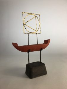 The Dharma Is Onward Leading ... Sculpture, Concrete, Steel, Gold Leaf