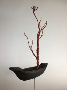 Jeopardy .. (The Red Tree) ... Sculpture, Concrete, Steel, Sand cast Bronze, Red Ochre