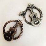 UKULELE brooch or pendant Sand-cast silver or bronze