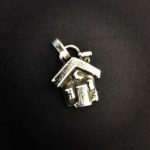 LITTLE HOUSE pendant, sand-cast silver and bronze