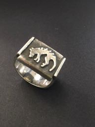 THYLACINE Tassie Tiger, sand-cast and fabricated 925 silver Ring