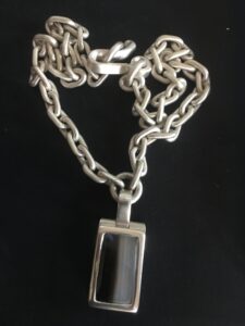 Hand cut Lune River Agate crystal and sterling silver chain and setting By David Ford